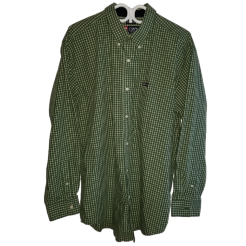Chaps Long Sleeve Button Down Green Size L